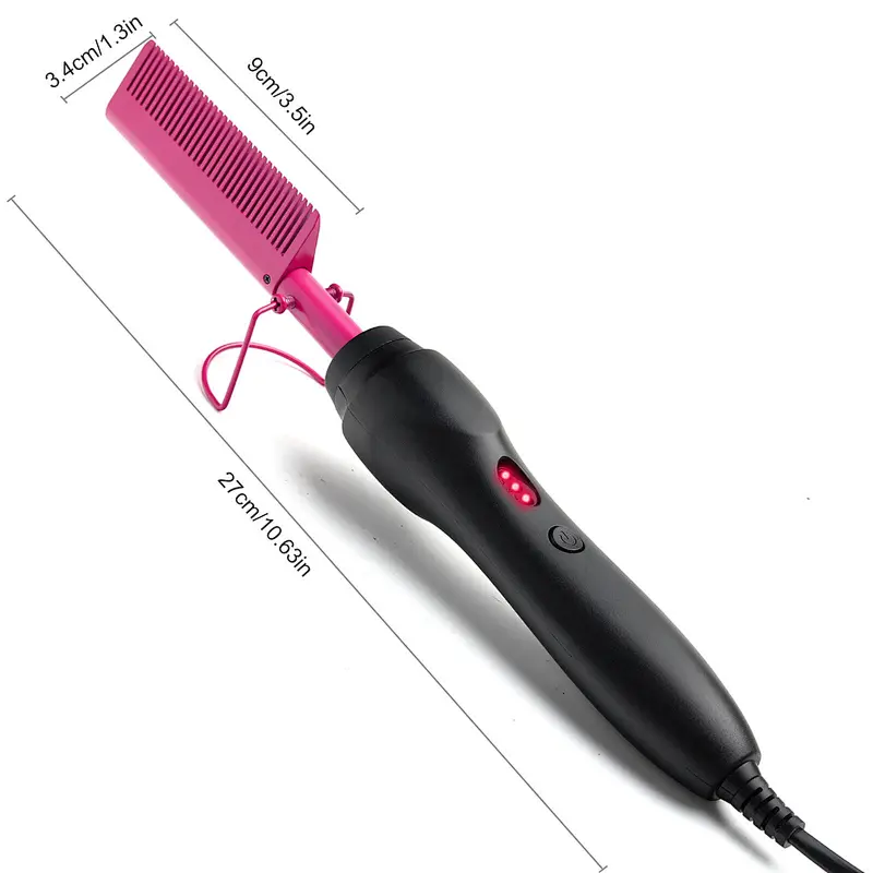 Erokicysh Hot Comb Hair Straightener Electric Pressing Comb Portable Travel Anti-Scald Beard Straightener Press Comb Ceramic Comb Portable Curling Iron Heated Brush Flat Iron Curler Hair Straightening Brush