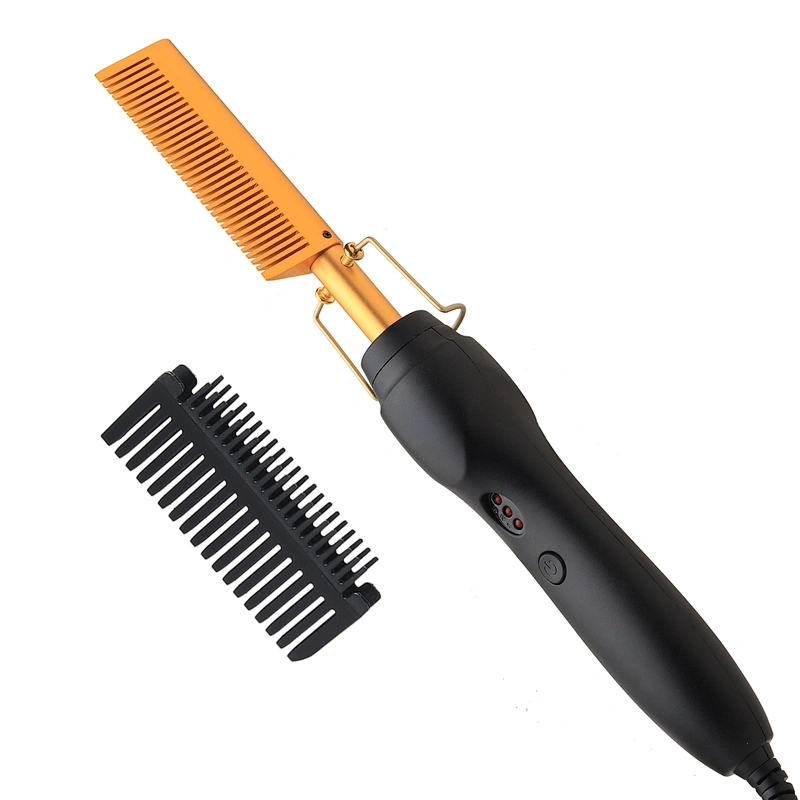 Erokicysh Electric Hot Comb Hair Straightener Heat Pressing Comb Ceramic Curling Flat Iron Curlers Designed Hair Hot Comb,Portable Anti-Scald Wigs Beard Hair Straightener Press Comb for Travel and Home Use