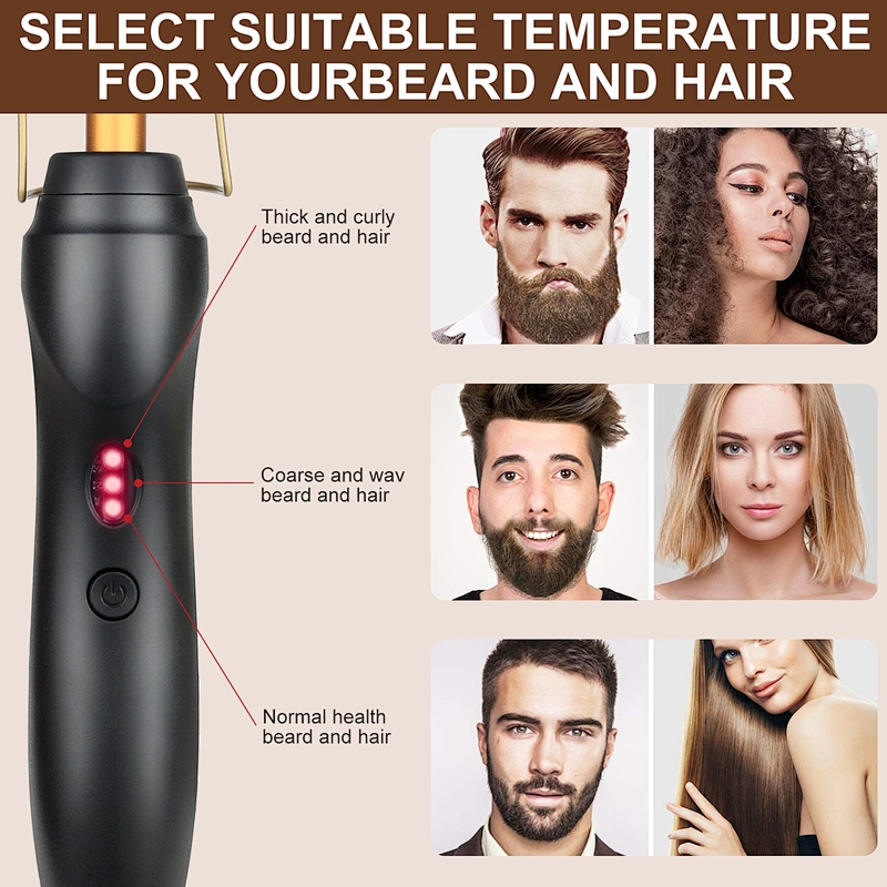 Erokicysh Electric Hot Comb Hair Straightener Heat Pressing Comb Ceramic Curling Flat Iron Curlers Designed Hair Hot Comb,Portable Anti-Scald Wigs Beard Hair Straightener Press Comb for Travel and Home Use