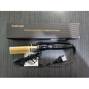 Erokicysh Electric Hot Comb Hair Straightener Heat Pressing Comb Ceramic Portable Curling Iron Anti-Scald Wigs Beard Hair Straightener Press Comb Travel Flat Iron Hair Straightening Brush for Natural Black