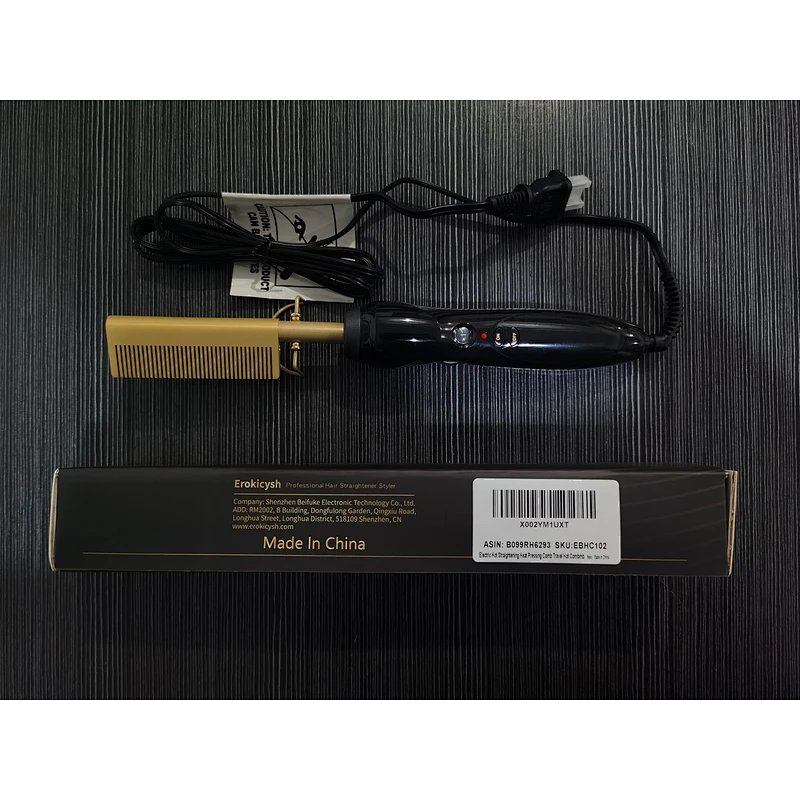 Erokicysh Electric Hot Comb Hair Straightener Heat Pressing Comb Ceramic Portable Curling Iron Anti-Scald Wigs Beard Hair Straightener Press Comb Travel Flat Iron Hair Straightening Brush for Natural Black