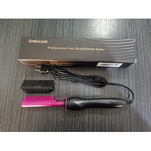 Erokicysh Hot Comb Hair Straightener Electric Pressing Comb Portable Travel Anti-Scald Beard Straightener Press Comb Ceramic Comb Portable Curling Iron Heated Brush Flat Iron Curler Hair Straightening Brush