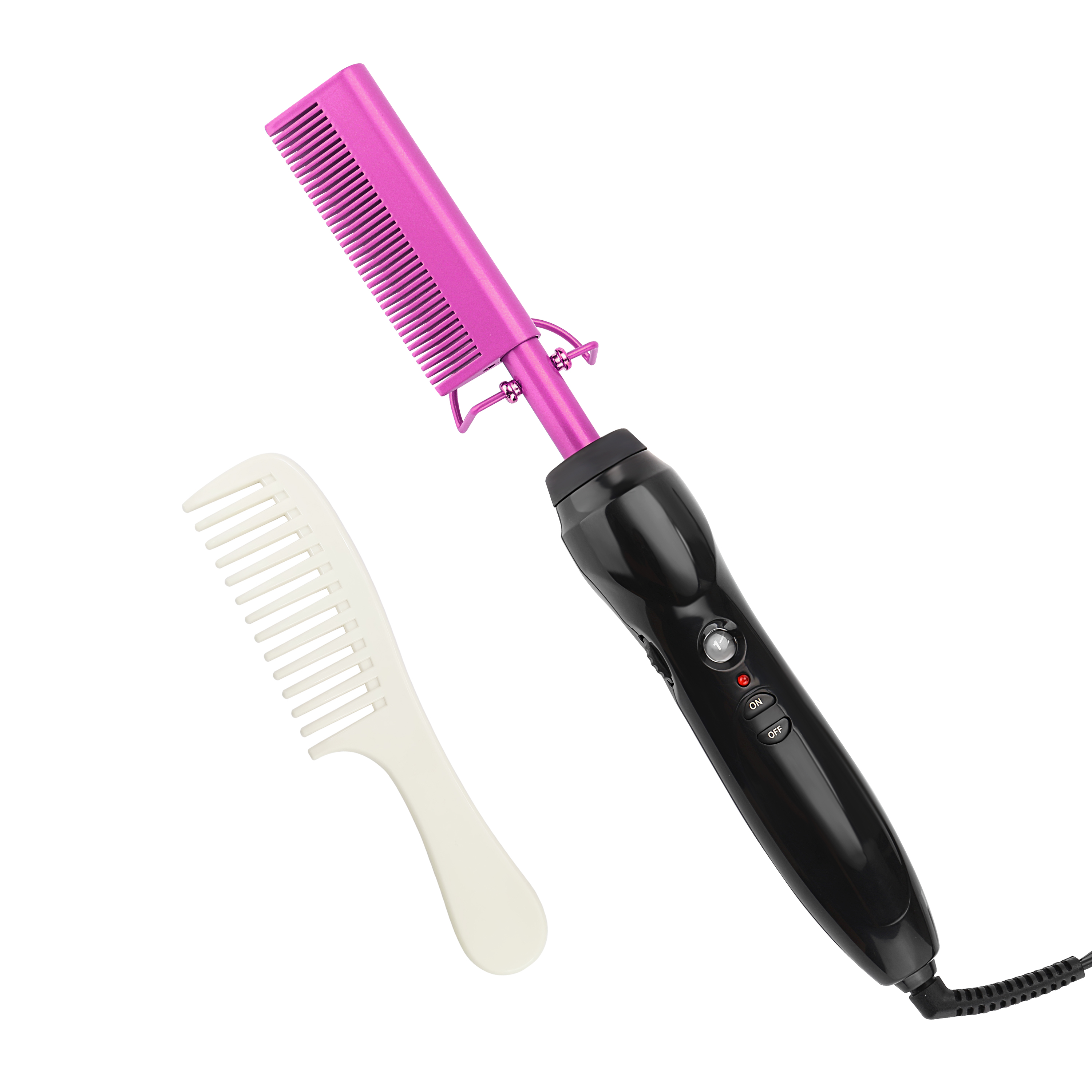 Erokicysh Electric Hot Comb Hair Straightener Heating Press Comb Ceramic Curling Flat Iron Curler Designed Hair Straightening Brush,Portable Anti-Scald Beard Straightener Pressing Comb for Natural Black wigs