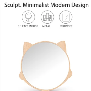2022 New Arrival Portable cat Shape Handheld Makeup Mirror With Custom Logo Cute Small Pocket Beauty Vanity Mirror
