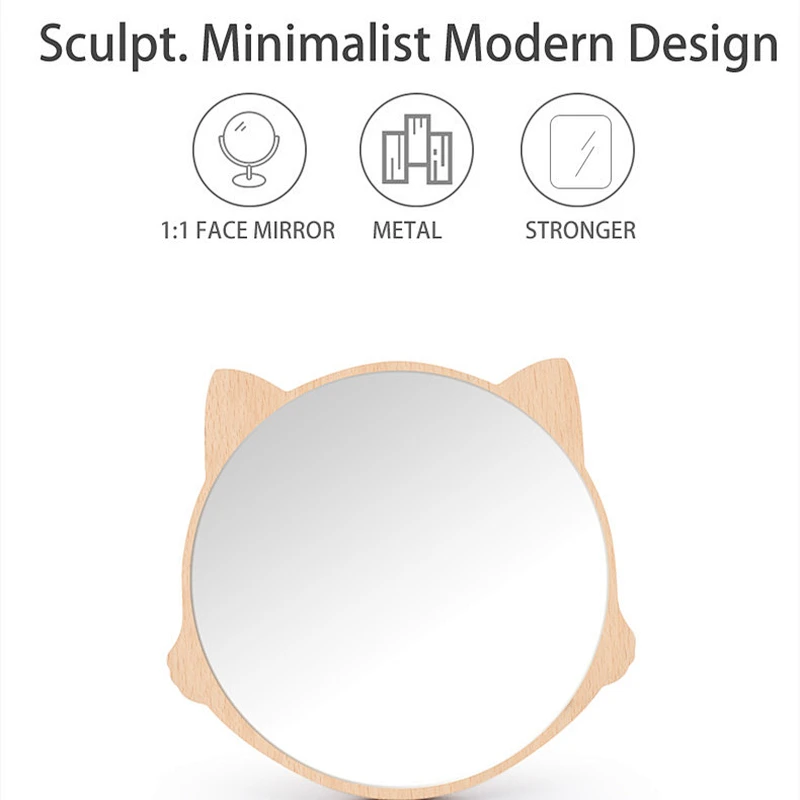 2022 New Arrival Portable cat Shape Handheld Makeup Mirror With Custom Logo Cute Small Pocket Beauty Vanity Mirror