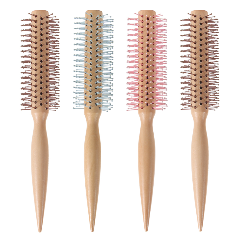 Wholesale Wood Comb Straight hair cylinder blow and roll Anti-Static Styling Daily Beauty Curling Brush for Blow Drying, Styling