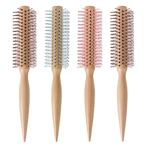 Wholesale Wood Comb Straight hair cylinder blow and roll Anti-Static Styling Daily Beauty Curling Brush for Blow Drying, Styling