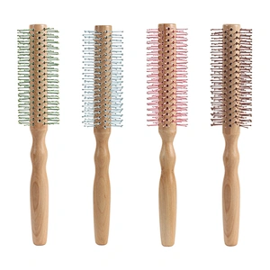 Wholesale Wood Comb Straight hair cylinder blow and roll Anti-Static Styling Daily Beauty Curling Brush for Blow Drying, Styling