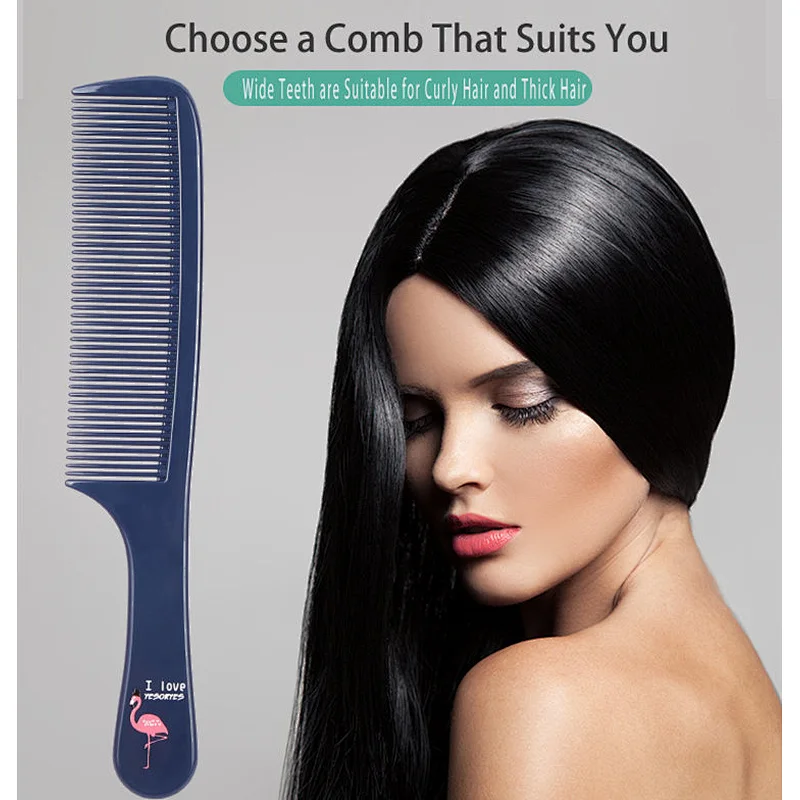 Colors Wholesale Custom Logo Detangling Shower Hair Combs Heat-resistant Large Plastic Hair Wide Tooth Hair Comb Shower