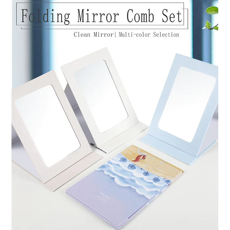 Folding desktop makeup mirror single-sided flip makeup mirror bag easy to carry office dormitory makeup mirror