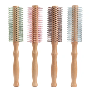 Wholesale Wood Comb Straight hair cylinder blow and roll Anti-Static Styling Daily Beauty Curling Brush for Blow Drying, Styling