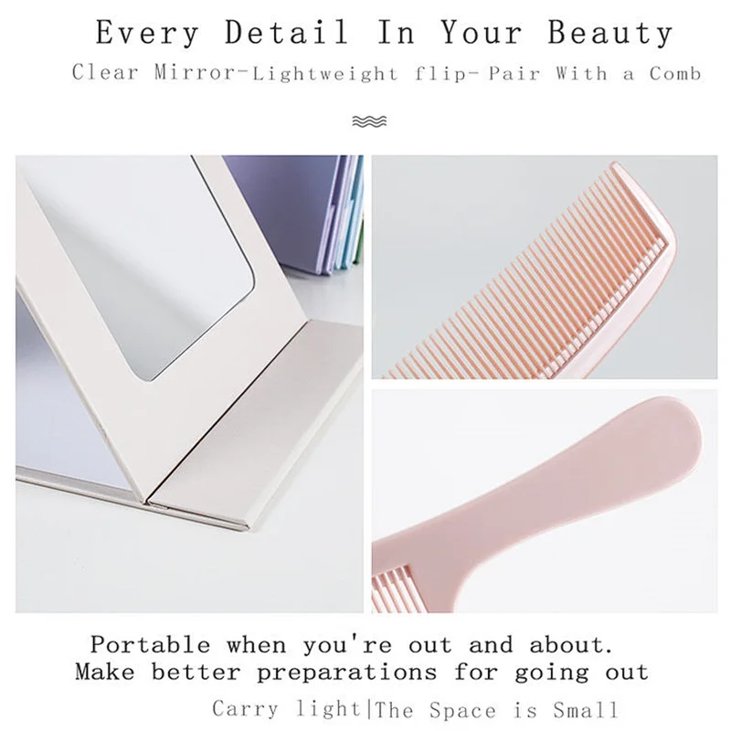 Folding desktop makeup mirror single-sided flip makeup mirror bag easy to carry office dormitory makeup mirror