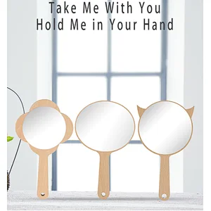 Wholesale Sample Handheld round Mini Custom Travel Make Up Logo Plastic Pocket Customize Vanity Mirror