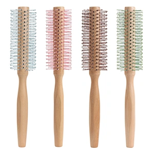 Wholesale Wood Comb Straight hair cylinder blow and roll Anti-Static Styling Daily Beauty Curling Brush for Blow Drying, Styling
