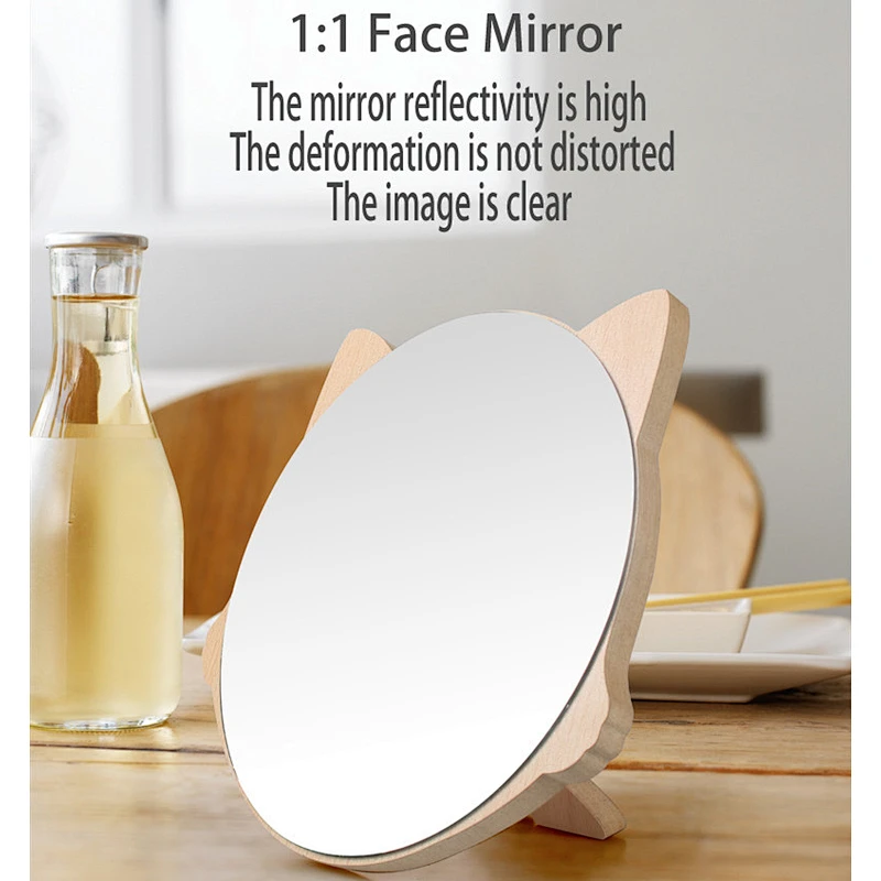 2022 New Arrival Portable cat Shape Handheld Makeup Mirror With Custom Logo Cute Small Pocket Beauty Vanity Mirror