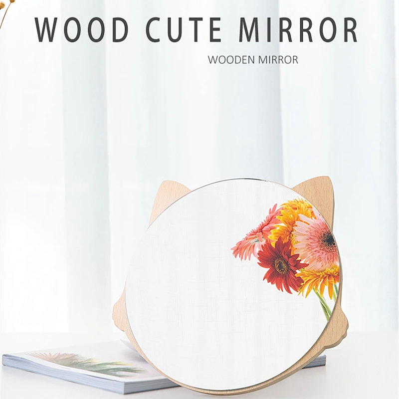 2022 New Arrival Portable cat Shape Handheld Makeup Mirror With Custom Logo Cute Small Pocket Beauty Vanity Mirror