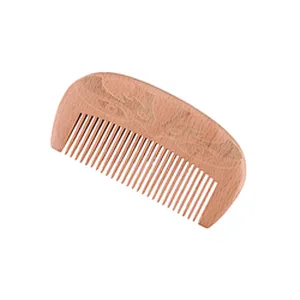 Wholesale Private Label Natural Peach Massage Pocket Wide Tooth Wooden Hair Comb For Curly Thick Wavy Hair