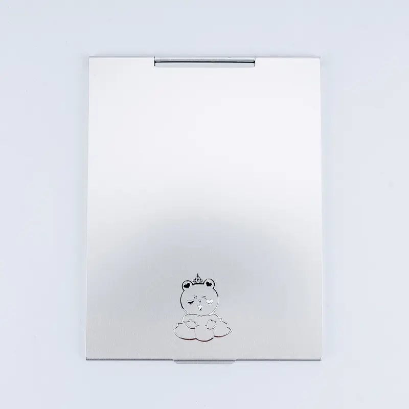 Wholesale Customizable Travel Portable Square Shape One Side Bear Metal Foldable Small Makeup Mirror
