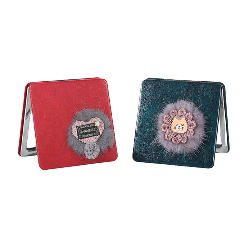 2022 New trendy double sided high definition mini mirror portable sewing pattern travel makeup mirror