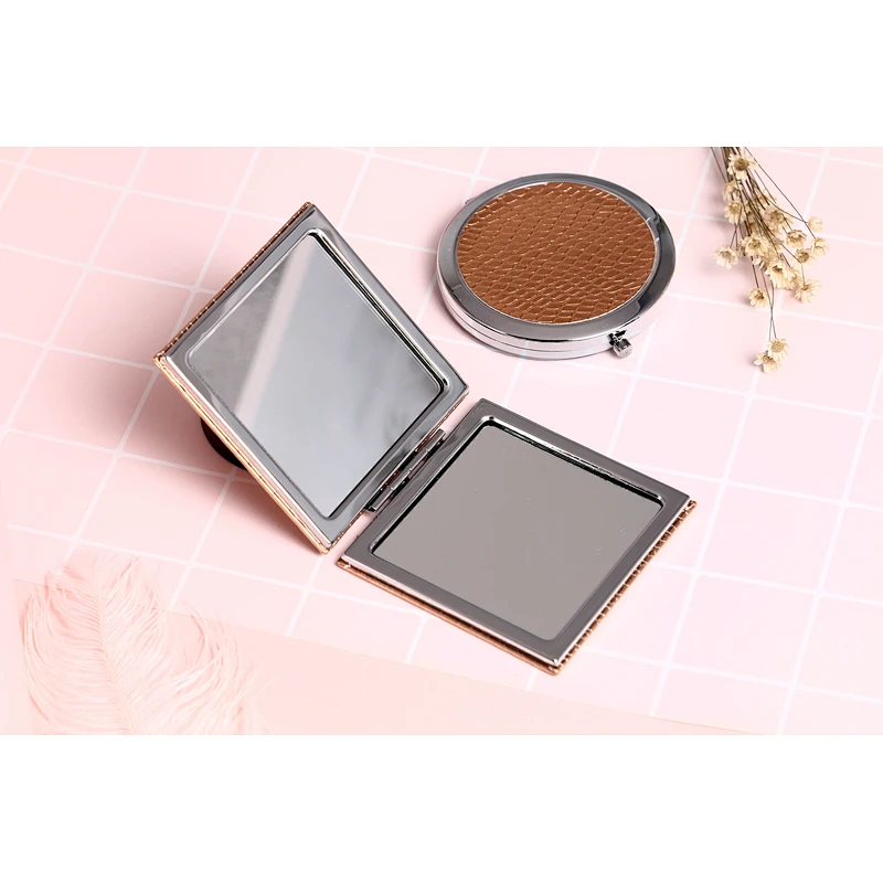 Wholesale 2022 Custom Cute Cartoon Pocket Mirror With Pu Leather Personalized Makeup Double Sided Pocket Mirror