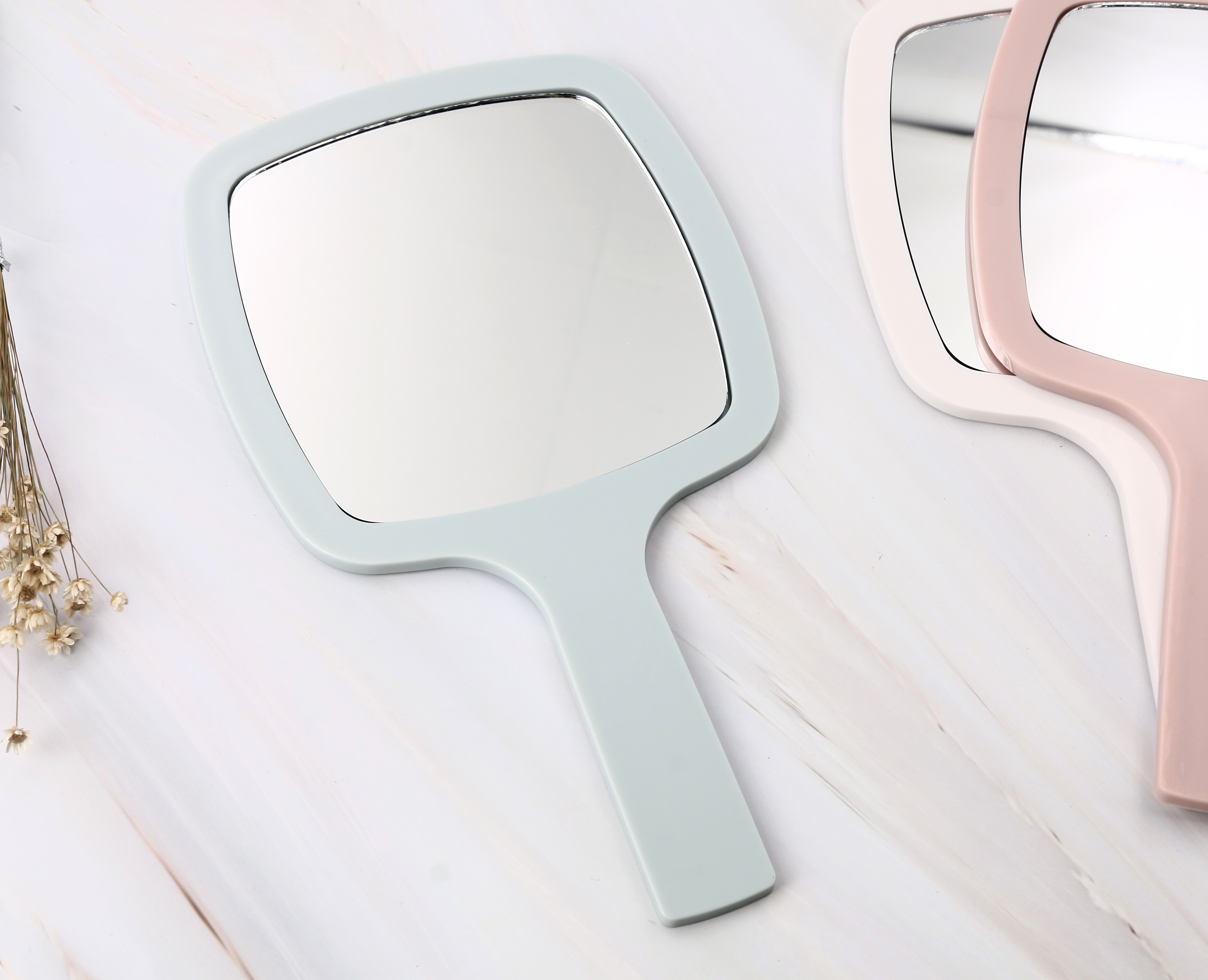 Small Plastic Vanity Standing Makeup Mirror OEM Concise Table Mirror Square Self Single Side Make-Up Table Make Up Mirror