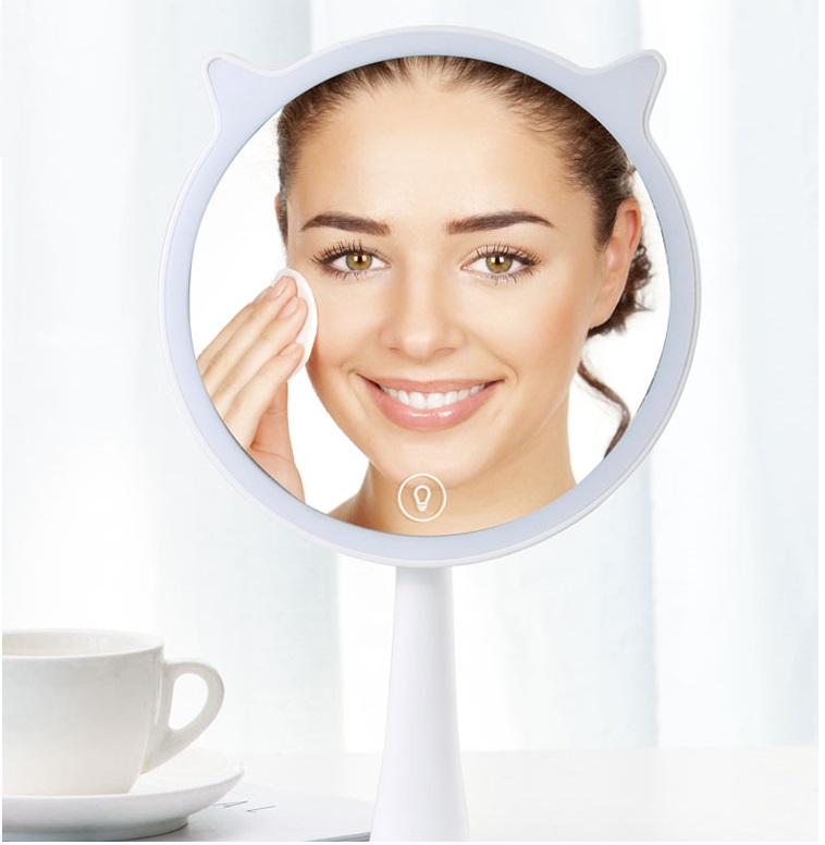 Hot Selling Portable Round Desktop Single Sided Cosmetic Led Light Vanity Makeup Mirror With Natural Led