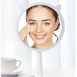 Hot Selling Portable Round Desktop Single Sided Cosmetic Led Light Vanity Makeup Mirror With Natural Led