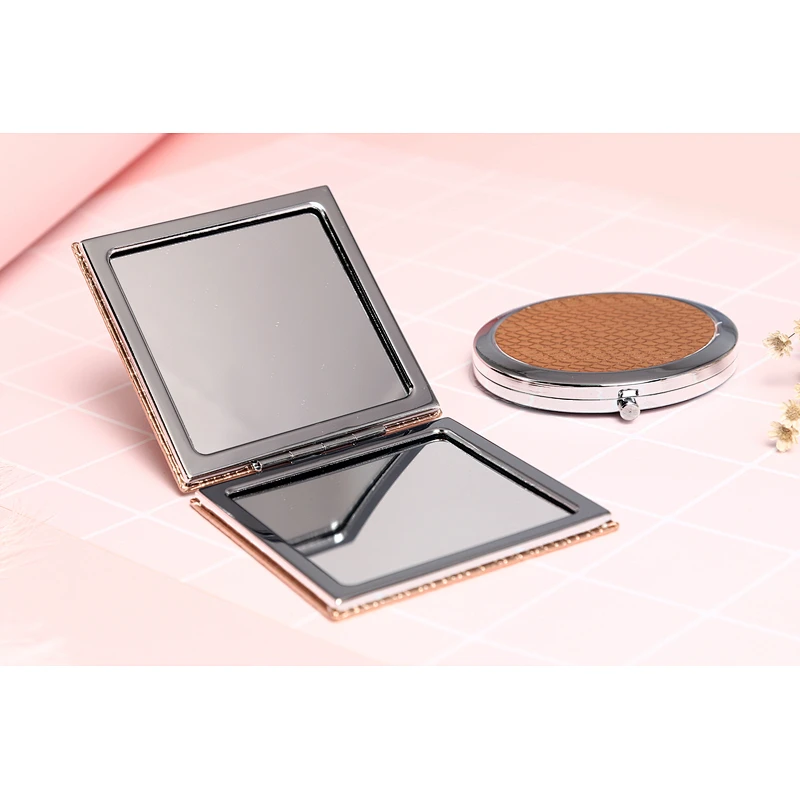 Wholesale 2022 Custom Cute Cartoon Pocket Mirror With Pu Leather Personalized Makeup Double Sided Pocket Mirror