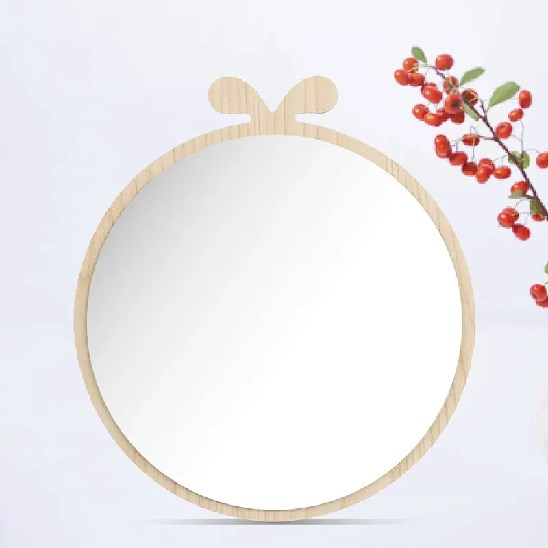 2022 Hot Sale Simple Design Wood Frame Free Standing Table Mirror For Cosmetic Use Personalized Makeup Single Sided
