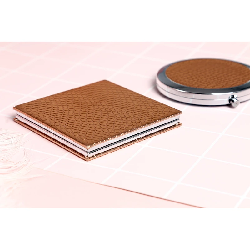 Wholesale 2022 Custom Cute Cartoon Pocket Mirror With Pu Leather Personalized Makeup Double Sided Pocket Mirror