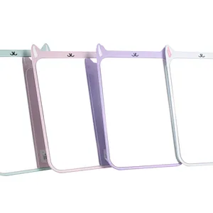 Wholesale Customizable Single Side Plastic Cute Design Rubber Soft Table Stand Custom Fashion Cat Ear Table Makeup Mirror