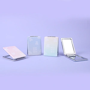 Wholesale Customizable Plastic Frame Dressing Table Small Double-Sided Mini Vanity Mirror Customizable Plastic Multifunction Tra