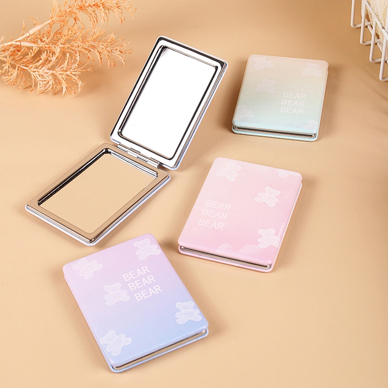Wholesale Customizable Plastic Frame Dressing Table Small Double-Sided Mini Vanity Mirror Customizable Plastic Multifunction Tra