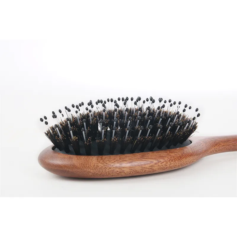 Wholesale Custom Logo Wooden Vegan Boar Bristle And Nylon Private Label Hard Bristle Hair Brush For Barber Hair Cutting