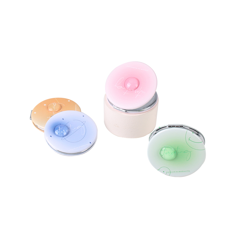 Custom Embroidery Portable Folding Mini Makeupmirror Portable Makeup Round Double-Sided Mirror Pocket Mirror