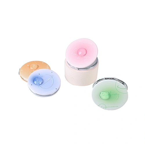 Custom Embroidery Portable Folding Mini Makeupmirror Portable Makeup Round Double-Sided Mirror Pocket Mirror