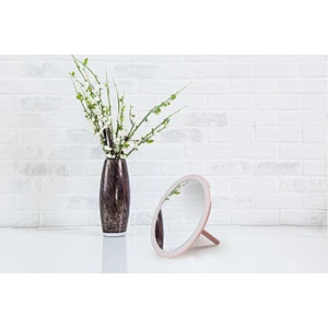 Wholesale Private Label Custom Logo Fancy Round Shape Bedroom Mirror Plastic Folding Desktop Makeup Mirror