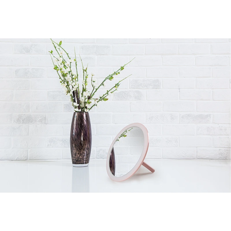 Wholesale Private Label Custom Logo Fancy Round Shape Bedroom Mirror Plastic Folding Desktop Makeup Mirror