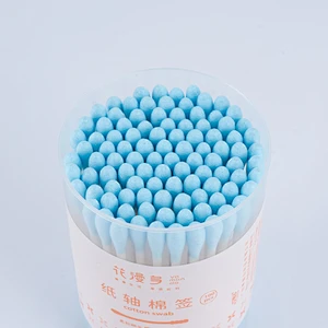 Hot Sale Disposable Eco-Friendly Bamboo Fabrication Double Pointed Heads Cotton Swab Paper Stick Cotton Ear Buds