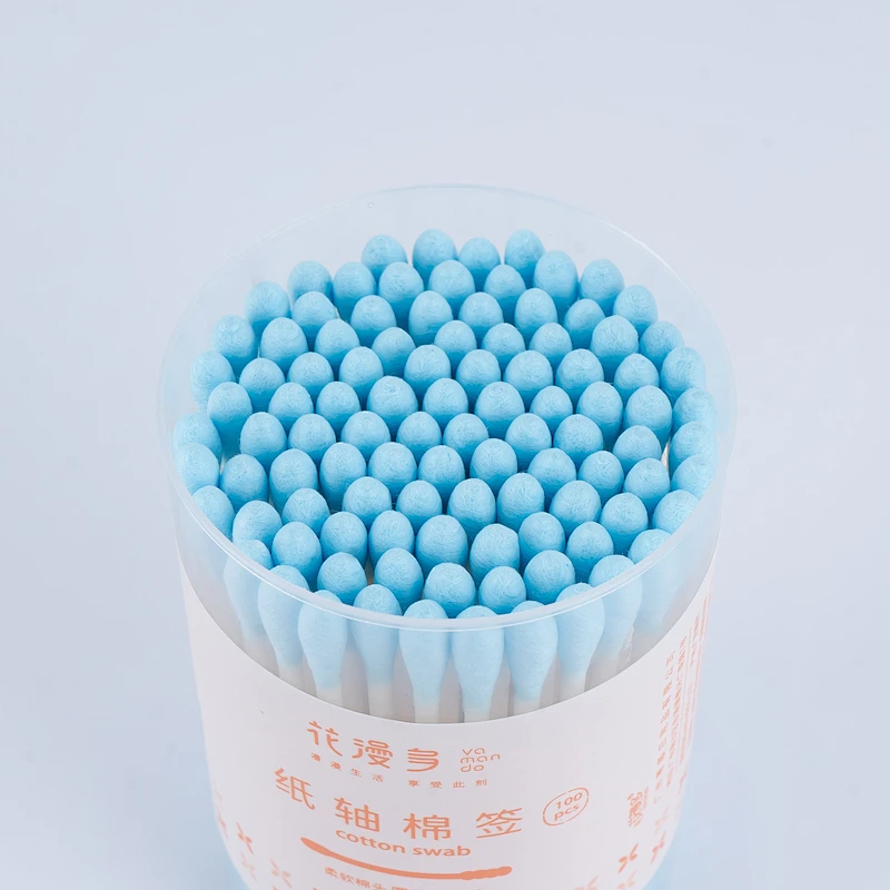 Hot Sale Disposable Eco-Friendly Bamboo Fabrication Double Pointed Heads Cotton Swab Paper Stick Cotton Ear Buds