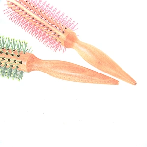 Wholesale Fantastic Solid Wood Shiny Surface Handle Boar Bristle Plastic Pins Pink Hair Brush For Girls