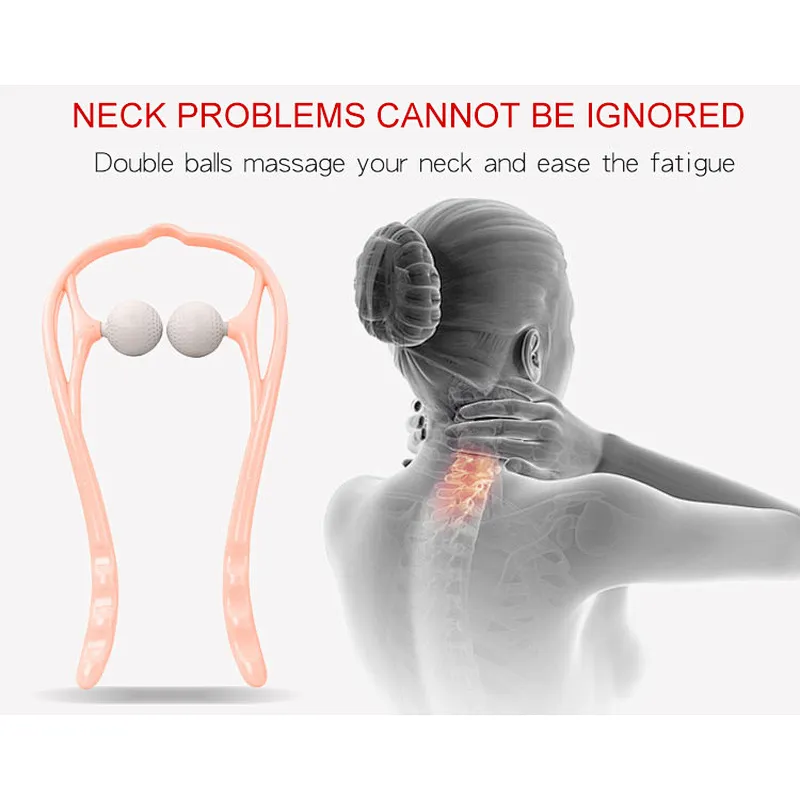 Therapeutic Blood Circulation Dual Double Balls Plastic Manual 3D Neck Massager Self-Massaging Tool