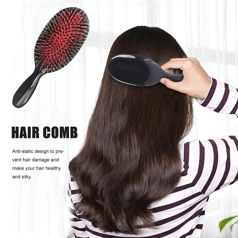 New Design Professional Electroplating Wig Hair Brush Hair Extension Brush Boar Bristle Nylon Pin Detangling Hair Brush