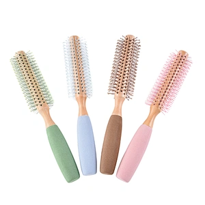 High Quality Home Use High End Resistant Massage Wood Pink Long Round Curling Comb Roller Hair Brush For Women