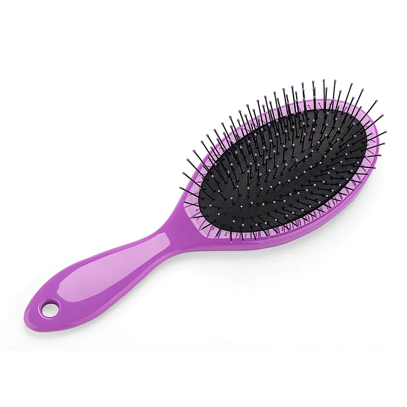 Good Quality Comb Style Oval Shape Purple Color Detangling Plastic Steel Needle Non-Stick Hair Scalp Massager Styling Hair Comb