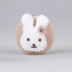 Handheld Travel Pocket Makeup Mirror Double Side Round Warmth Rabbit Head Round Pocket Portable Mirror