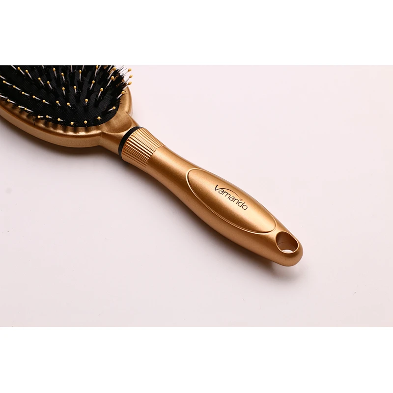 Factory OEM Logo Plastic Handle Oval Nylon Boar Bristle Hair Brush