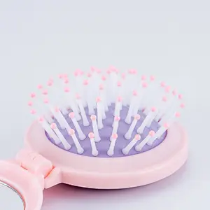 Wholesale Cartoon Portable Beauty Lens Mini Airbag Comb Mirror Airbag Folding Mirror Massage Comb For Women