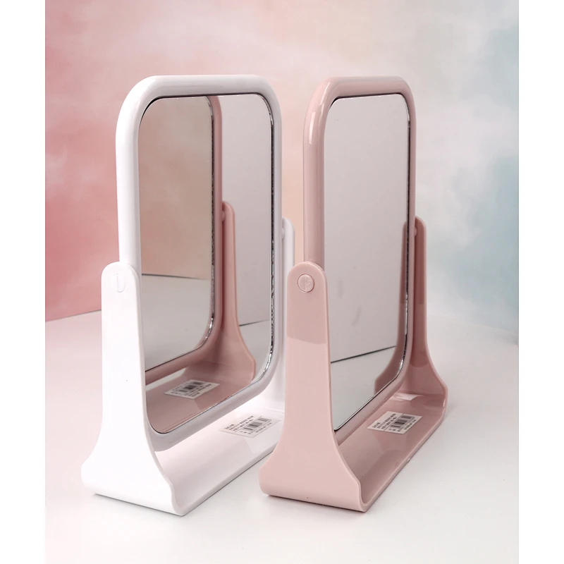 Custom Logo Makeup Plastic Magnification Double Standing Makeup 360 Degree Rotating Table Mirror For Makeup