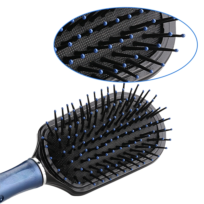Premium Detangling Brush Vendor Private Label Curly Hair Detangler Massage Plastic Hair Beauty Brush With Rubber Hand